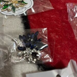 Elegant Silver and Blue Floral Brooch